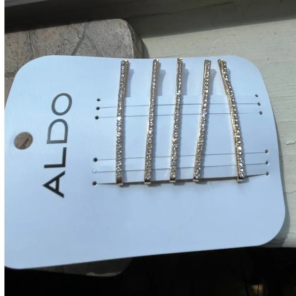 NWT ALDO Rhinestone Crystal Bobby Hair Pins Set of 5 Gold Tone Bridal Wedding